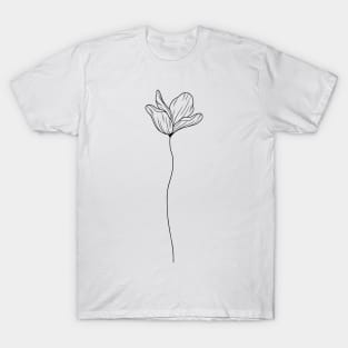 Blume Line Art Mohnblume Line Work Schlicht T-Shirt